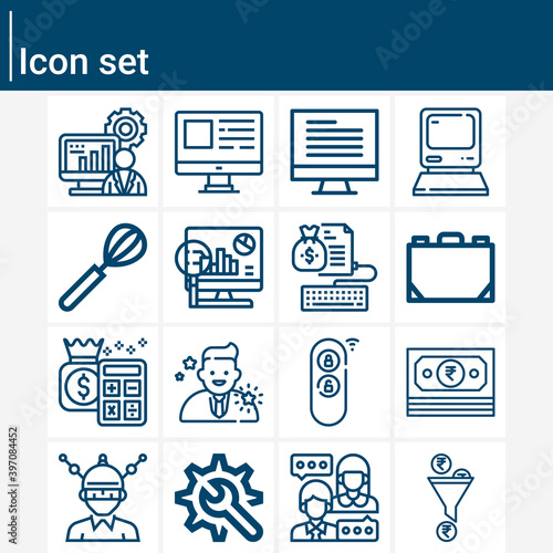 Simple set of working related lineal icons.
