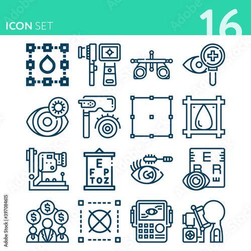 Simple set of 16 icons related to mediator