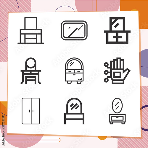 Simple set of 9 icons related to diminished