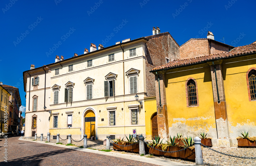 Traditional architecture of Piacenza in Emilia-Romagna, Italy