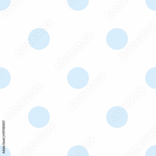 Seamless vector pattern with sweet pastel blue polka dots on white background