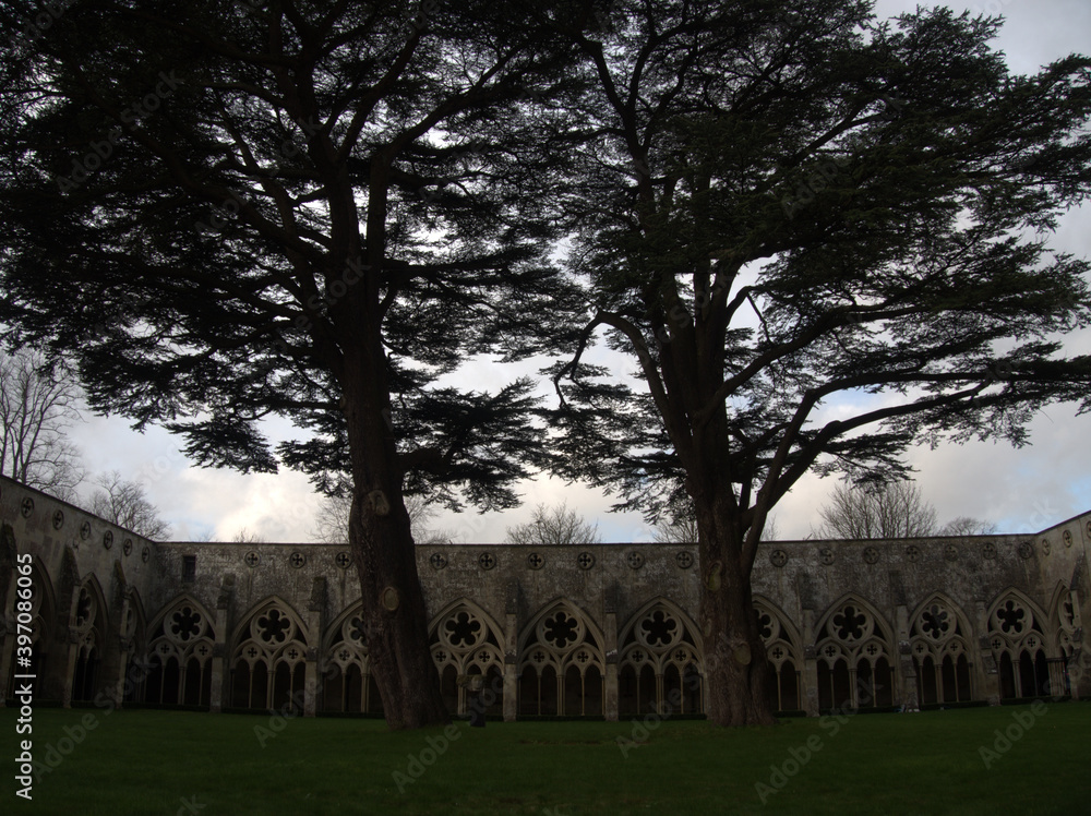 Cloister of Salisbury Cathedral, just over 100 kilometres west of London