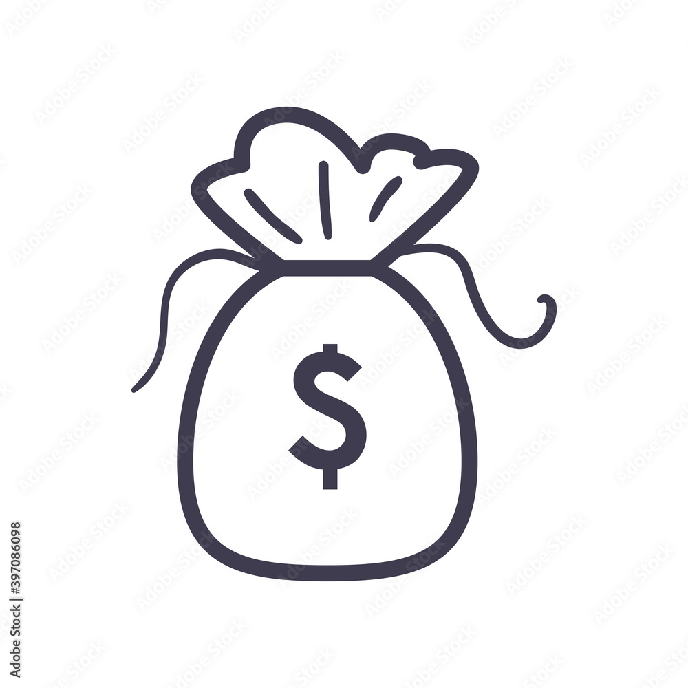 dollar bag line style icon vector design dollar bag line style icon vector design