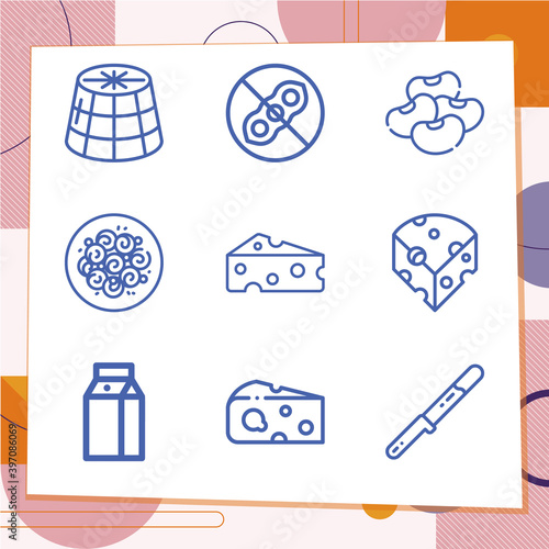 Simple set of 9 icons related to dairy product