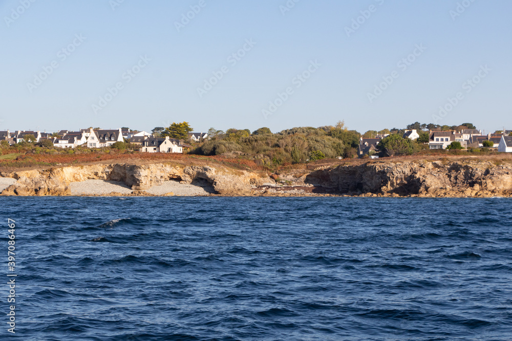 Coast in Brittany view from the sea Coast in Brittany view from the sea