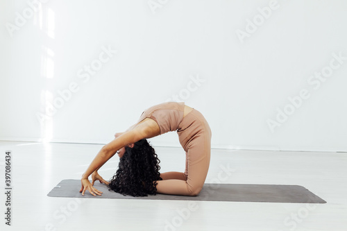 Sportswoman Yoga Asana Gymnastics Body Flexibility Fitness