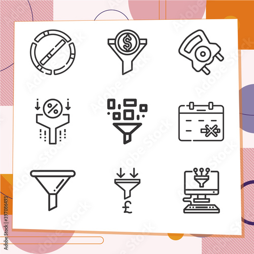 Simple set of 9 icons related to anti photo