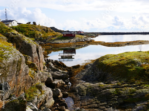 The view on the village of Sorvagen in the southern of the Lofoten islands. september 2019. photo