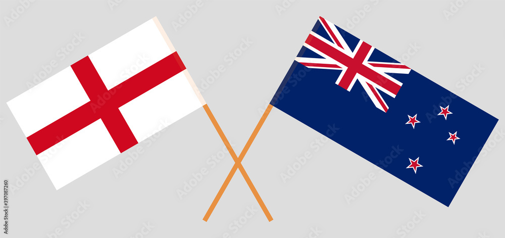 Crossed flags of England and New Zealand
