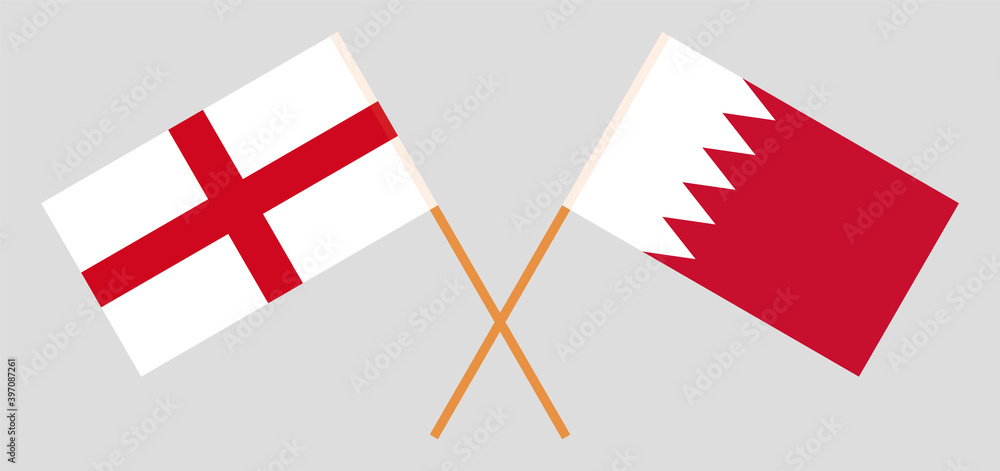Crossed flags of England and Bahrain