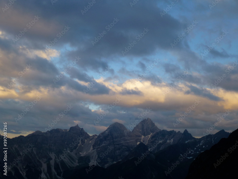 Tribulaun group mountains from Stubai high-altitude hiking trail, lap 8 in Tyrol, Austria