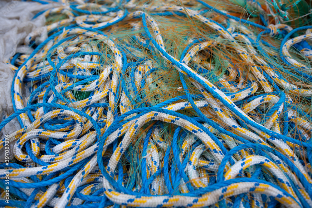 Detail of fishing nets and ropes