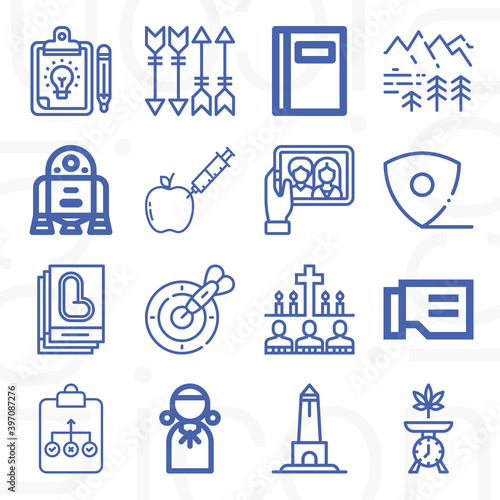 16 pack of general  lineal web icons set