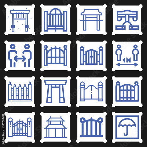 16 pack of restrain  lineal web icons set