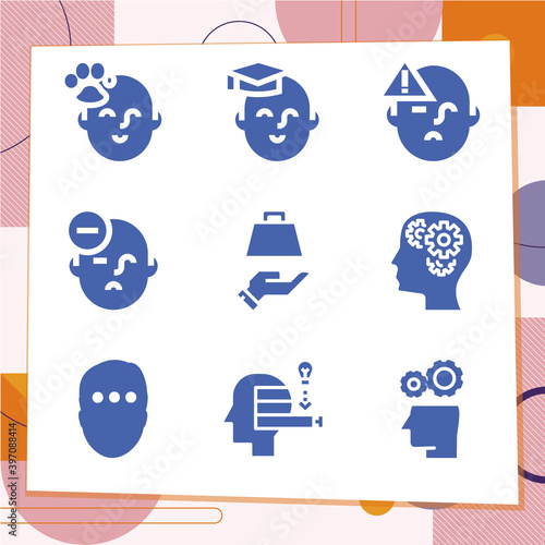 Simple set of 9 icons related to ought