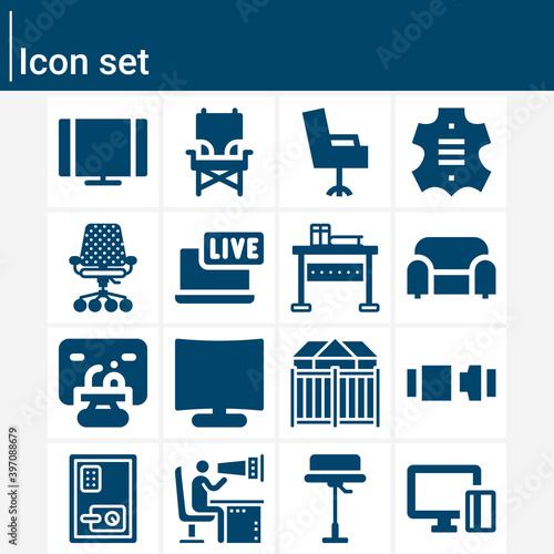 Simple set of sofa related filled icons.