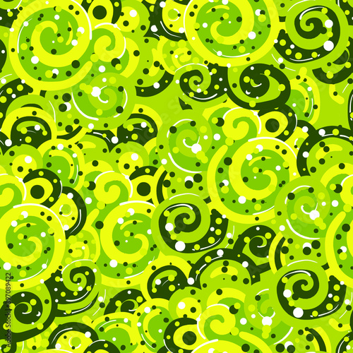 seamless abstract green pattern with circles in the form of a green blizzard