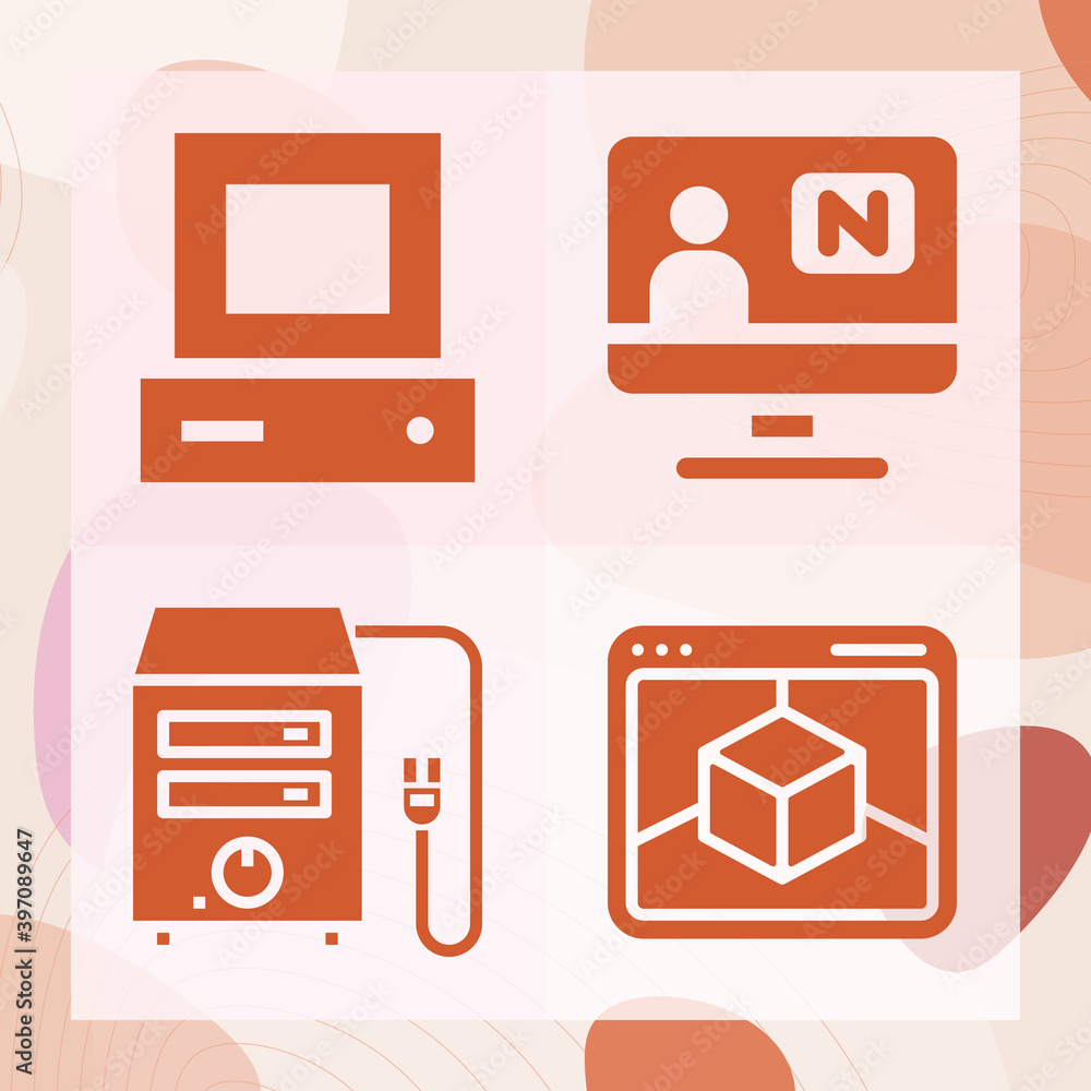 Simple set of screen background related filled icons Simple set of screen background related filled icons