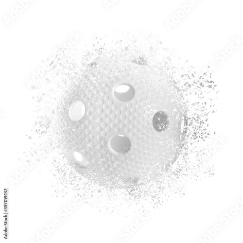 Floorball ball on white