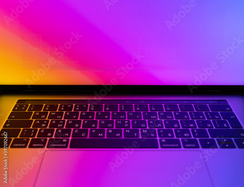 Inside MacBook illuminated with gradient