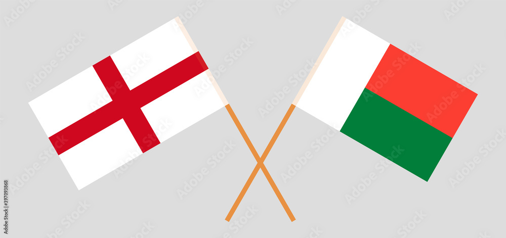 Crossed flags of England and Madagascar
