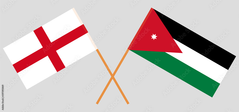 Crossed flags of England and Jordan