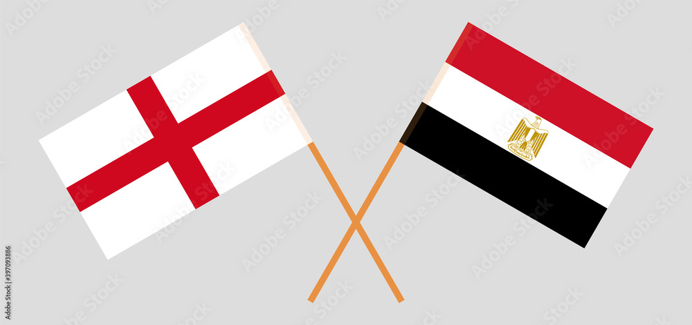 Crossed flags of England and Egypt