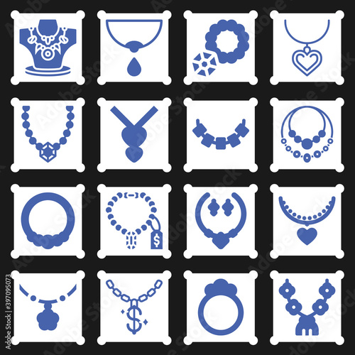 16 pack of necklace  filled web icons set