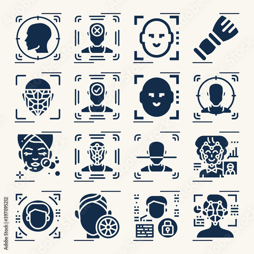 Simple set of cranial nerve related filled icons.