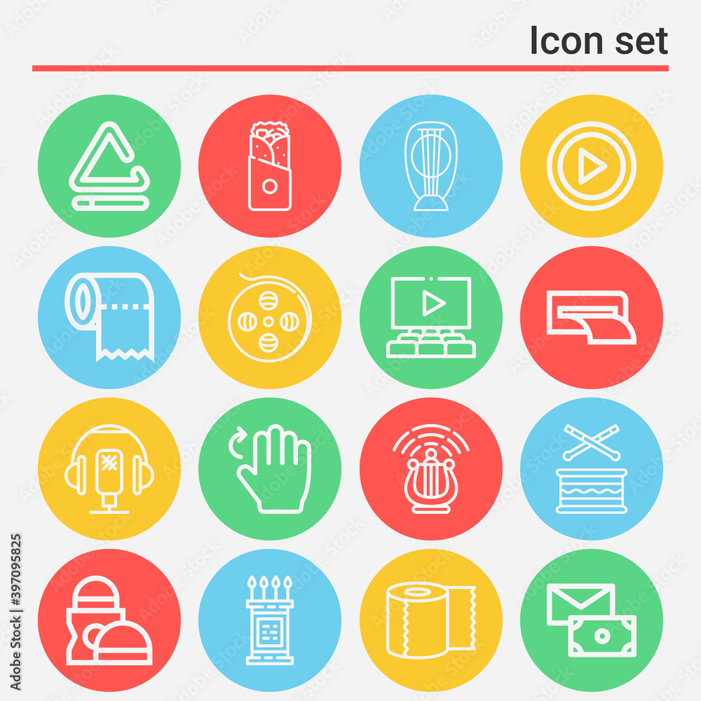 16 pack of reel  lineal web icons set