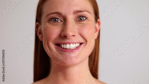 Close up of woman making a face