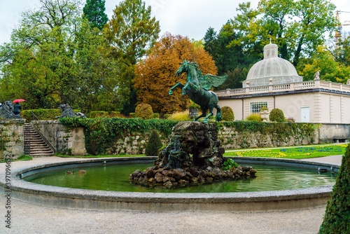 Pegasus fountain (1913) or Pegasusbrunnen in Mirabell garden, Salzburg, Austria