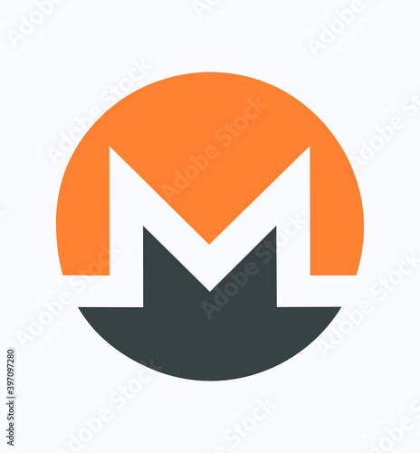 Monero Icon. Crypto currency blockchain symbol on white background. 
