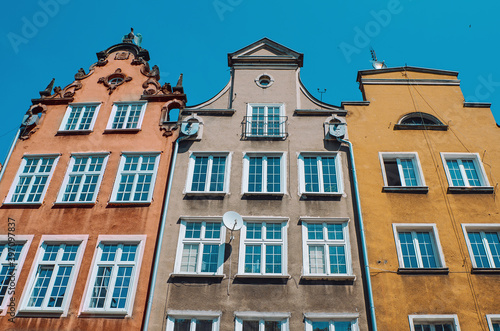 Classical colourful retro houses in Gdansk, Poland