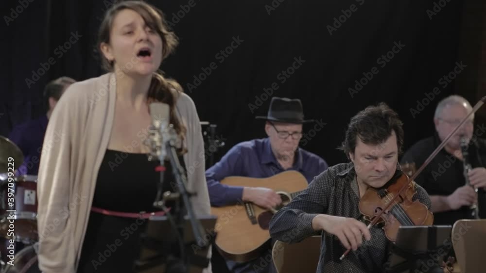 Band playing in studio space Band playing in studio space