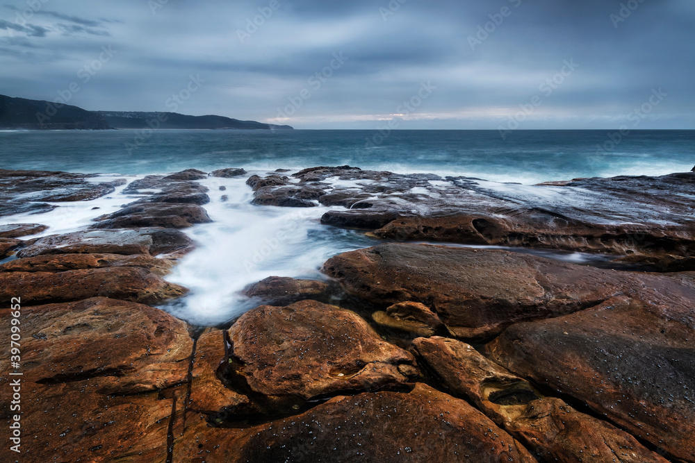 Stormy morning on the rocks in Bouddi National Park on the NSW Central Coast