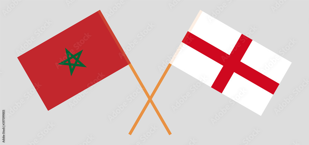 Crossed flags of Morocco and England