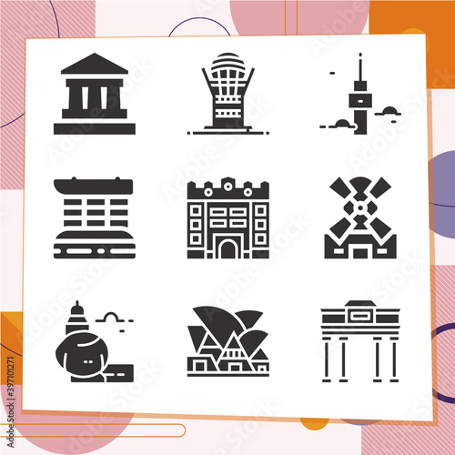 Simple set of 9 icons related to preservation