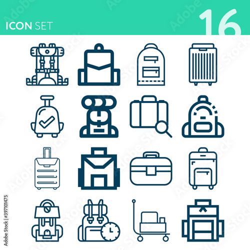 Simple set of 16 icons related to customary