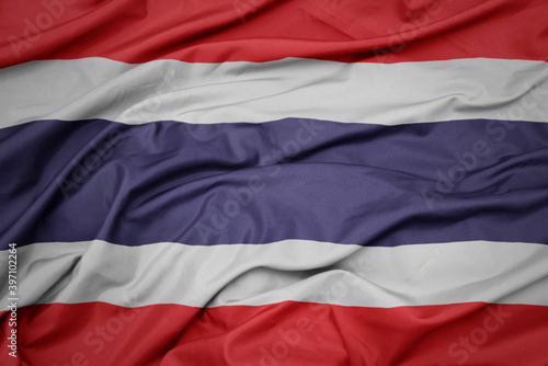 waving colorful national flag of thailand.