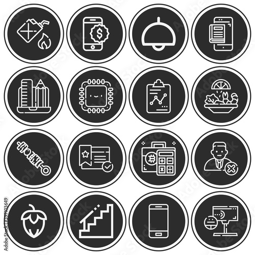 16 pack of glow  lineal web icons set