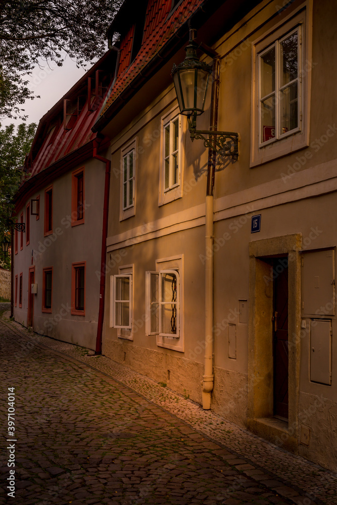 A corner of Prague. Fascinating and Picturesque narrow medieval street - Novy Svet, Hradcany quarter, Prague, Czech Republic