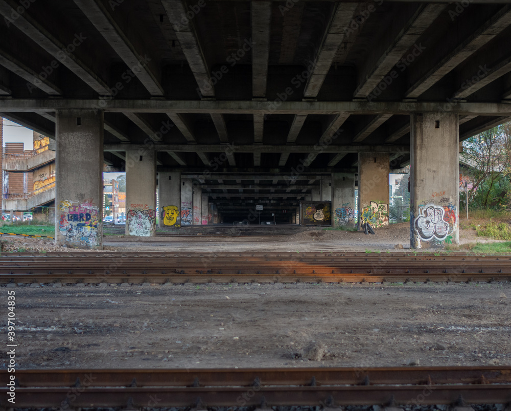 Fototapeta premium Railroad under the bridge