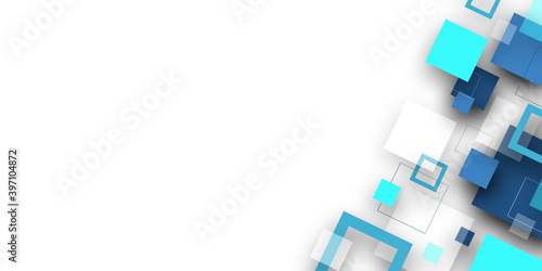 3D Abstract background with blue squares