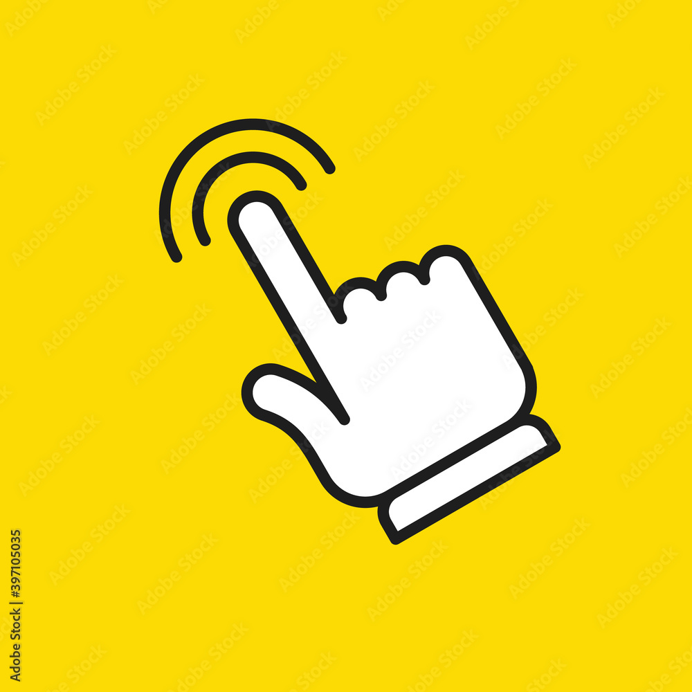 Hand click icons. Clicking finger pointer. Vector illustration. Hand click icons. Clicking finger pointer. Vector illustration.