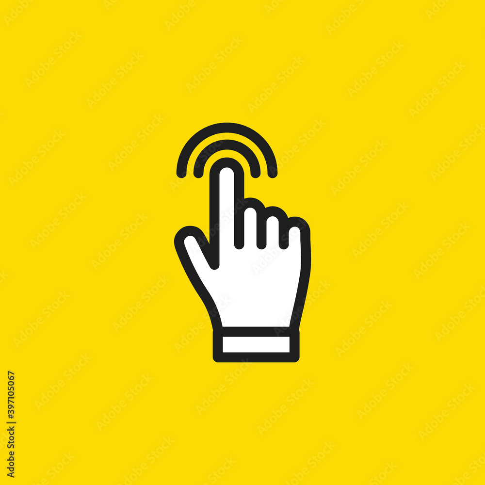 Clicking hand icon. Finger pointer vector graphic. Click symbol. Clicking hand icon. Finger pointer vector graphic. Click symbol.