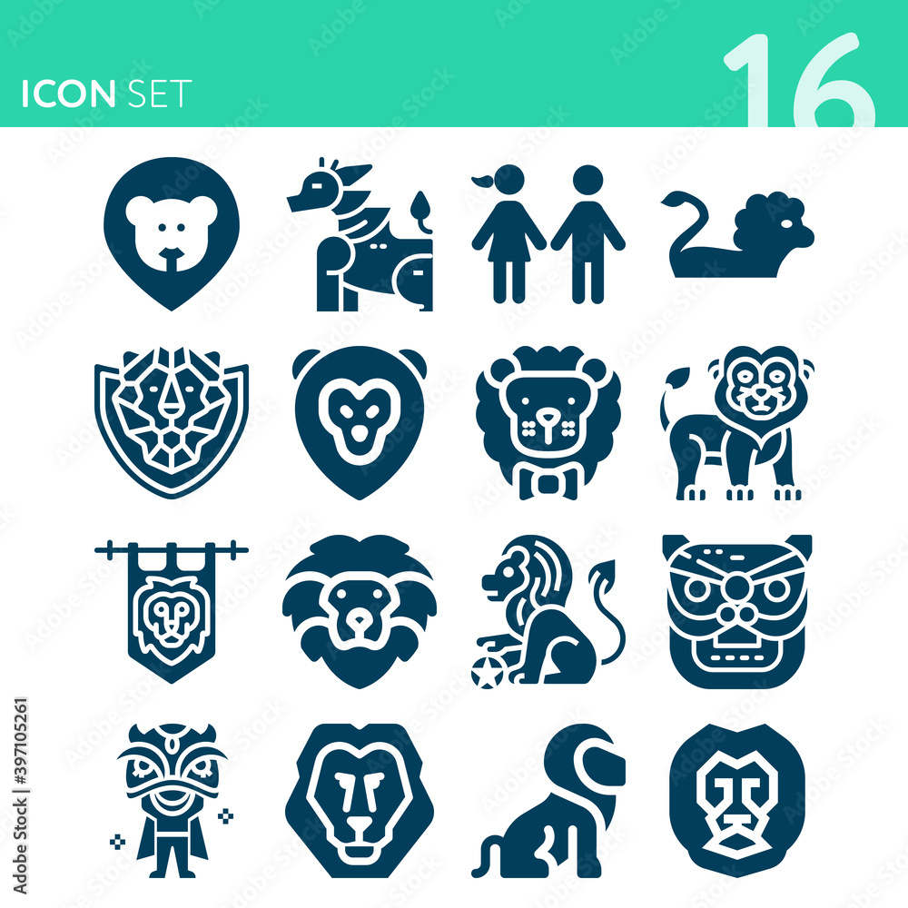 Simple set of 16 icons related to marie Simple set of 16 icons related to marie