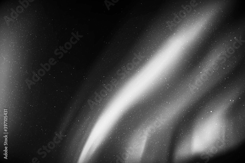 Night starry sky. Northern lights, aurora borealis. Black white vector