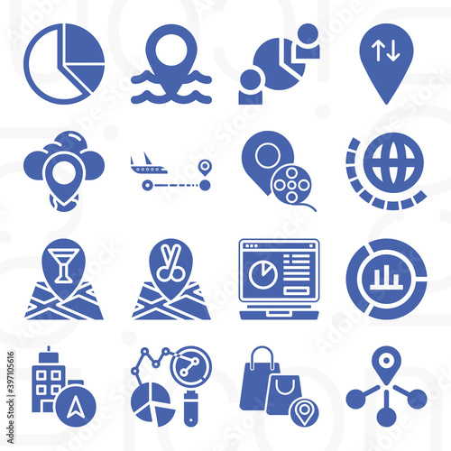 16 pack of diagrams  filled web icons set