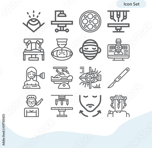 Simple set of operating theater related lineal icons.